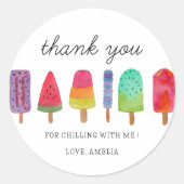 かわいいポスカラフルシクルパーティーサンキューカード ラウンドシール (正面)