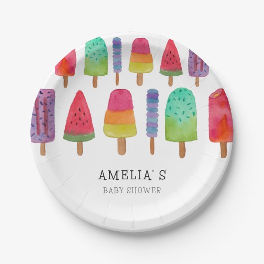 かわいいポスカラフルシクル赤ちゃんシャワーパーティー ペーパープレート (正面)
