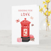 かわいいポストボックス ハッピー バレンタインデーの挨拶 カード (黄色い花)