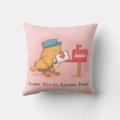 かわいいポストマンバーディ何かのバーディはあなたを愛している クッション (裏面)