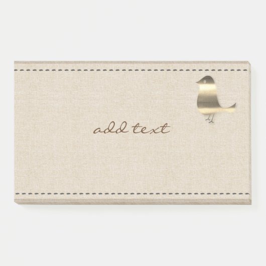 かわいいポスト金ゴールドバードリネンのポストとスタイル ポストイット (正面)