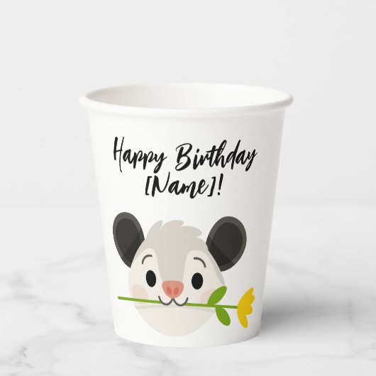 かわいいポッサムの誕生日 紙コップ (正面)