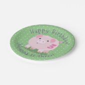 かわいいポットベリー豚の漫画のパーソナライズされた誕生日 ペーパープレート (アングル)