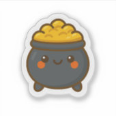 かわいいポット金ゴールド シール (正面)