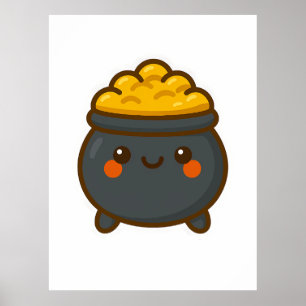 かわいいポット金ゴールド ポスター