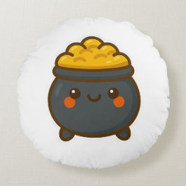 かわいいポット金ゴールド ラウンドクッション