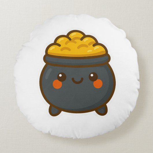 かわいいポット金ゴールド ラウンドクッション (正面)