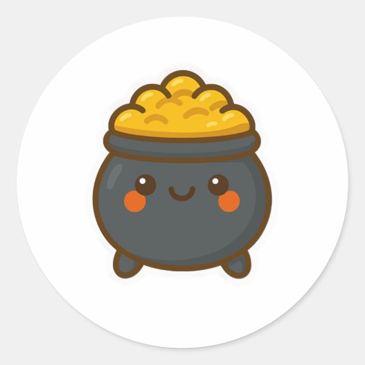 かわいいポット金ゴールド ラウンドシール (正面)