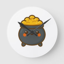 かわいいポット金ゴールド ラウンド壁時計