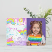 かわいいポップイット誕生日写真招待状 招待状 (スタンド正面)