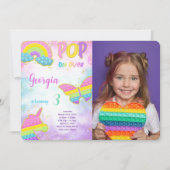 かわいいポップイット誕生日写真招待状 招待状 (正面)