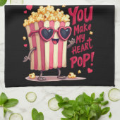 かわいいポップコーンのバレンタイン私のハートポップ・アートの! キッチンタオル (折り畳み)