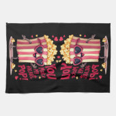 かわいいポップコーンのバレンタイン私のハートポップ・アートの! キッチンタオル (横)