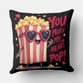 かわいいポップコーンのバレンタイン私のハートポップ・アートの! クッション (裏面)