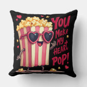 かわいいポップコーンのバレンタイン私のハートポップ・アートの! クッション (正面)
