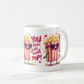 かわいいポップコーンのバレンタイン私のハートポップ・アートの! コーヒーマグカップ (正面右)