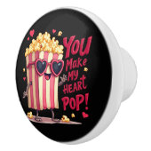 かわいいポップコーンのバレンタイン私のハートポップ・アートの! セラミックノブ (右)