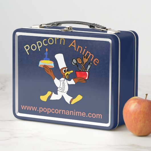 かわいいポップコーンアニメシェフダッキー(アヒルちゃん)カズーケーキランチボックス メタルランチボックス (インサイチュ)