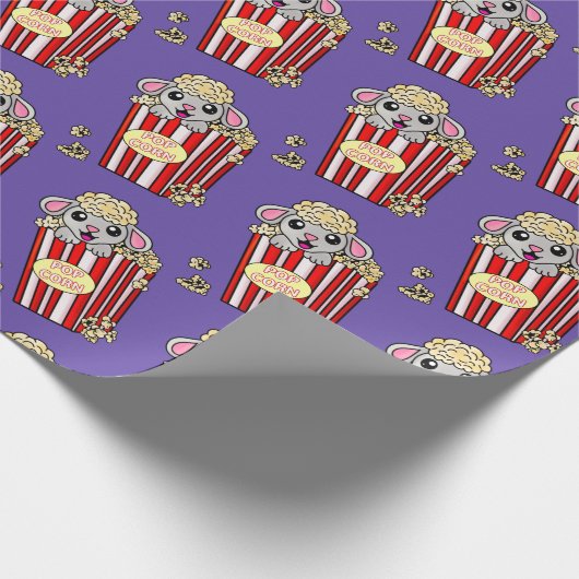 かわいいポップコーン羊のおもしろい映画 ラッピングペーパー (角)