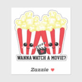 かわいいポップコーン 映画を見る 面白い質問 シール (シート)