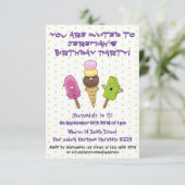 かわいいポップシクルとアイスクリームの漫画イラストレーション 招待状 (スタンド正面)