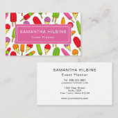 かわいいポップシクルパターンピンクイベントプランナー 名刺 (正面/裏面)