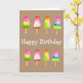 かわいいポップスチクルアイスブロック夏の誕生日 カード (黄色い花)