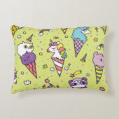 かわいいポップ・アートのアイスクリーム:動物の柄 アクセントクッション (正面)