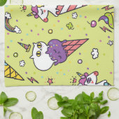 かわいいポップ・アートのアイスクリーム:動物の柄 キッチンタオル (折り畳み)