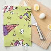 かわいいポップ・アートのアイスクリーム:動物の柄 キッチンタオル (四つ折り)