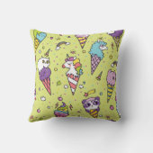 かわいいポップ・アートのアイスクリーム:動物の柄 クッション (裏面)