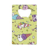 かわいいポップ・アートのアイスクリーム:動物の柄 クレジットカード栓抜き (正面)