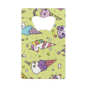 かわいいポップ・アートのアイスクリーム:動物の柄 クレジットカード栓抜き (裏面)