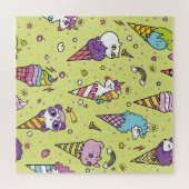 かわいいポップ・アートのアイスクリーム:動物の柄 ジグソーパズル (横)