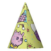 かわいいポップ・アートのアイスクリーム:動物の柄 パーティーハット (裏面)