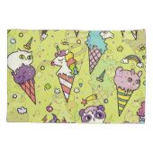 かわいいポップ・アートのアイスクリーム：動物の柄 枕カバー (裏面)