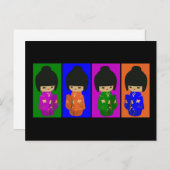 かわいいポップ・アートのアートコケシ人形 ポストカード (正面/裏面)