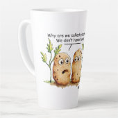 かわいいポテトつま先おもしろいポテトプリン カフェラテマグ (左アングル)