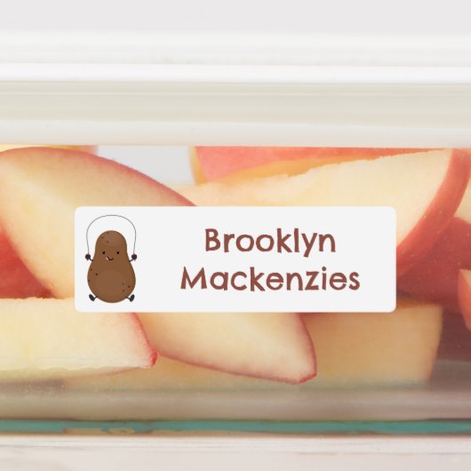 かわいいポテトの縄跳びパーソナライズされた漫画 ラベル (貼付)