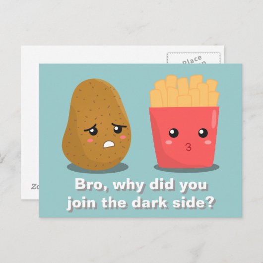 かわいいポテトフランスのとフライドポテトとダークサイド ポストカード (正面/裏面)