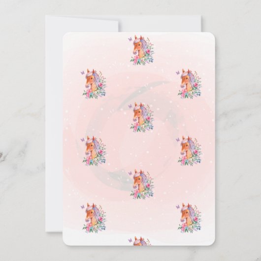 かわいいポニーかわいらしフローラベビーシャワー 招待状 (裏面)