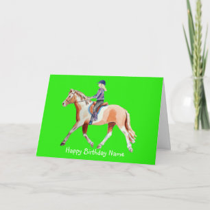 かわいいポニーとライダートロッティンググリーン誕生日 カード