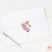 かわいいポニーの馬 花柄 ハートシール (封筒)