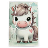 かわいいポニーインアお洒落フォレスト抱き枕 ミディアムペーパーバッグ (正面)