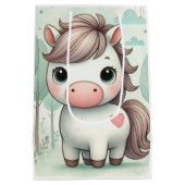 かわいいポニーインアお洒落フォレスト抱き枕 ミディアムペーパーバッグ (裏面)