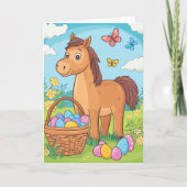 かわいいポニーエッグ狩り – ホースイースター シーズンカード (正面)