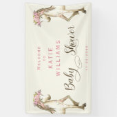 かわいいポニークリームベビーシャワー歓迎サインバナー 横断幕 (縦)