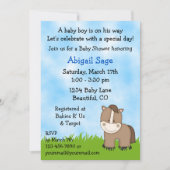 かわいいポニーベビーシャワー招待状for boys 招待状 (正面)