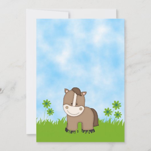 かわいいポニーベビーシャワー招待状for boys 招待状 (裏面)