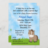 かわいいポニーベビーシャワー招待状for boys 招待状 (正面/裏面)